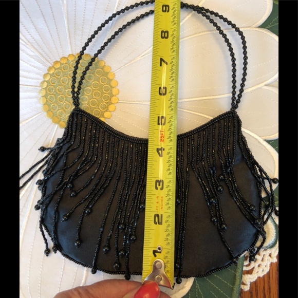 Confetti Woman’s Black Satin Beaded Evening Bag - Picture 3 of 4